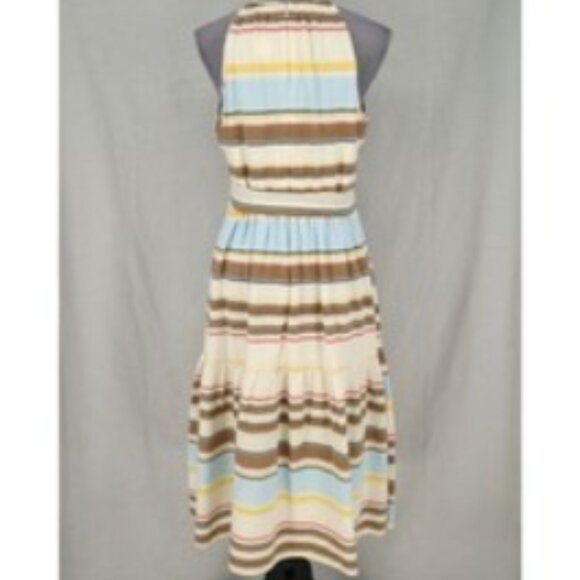 Brand New Women's DKNY Cotton Halter-Neck Midi Belted Dress - Picture 7 of 10